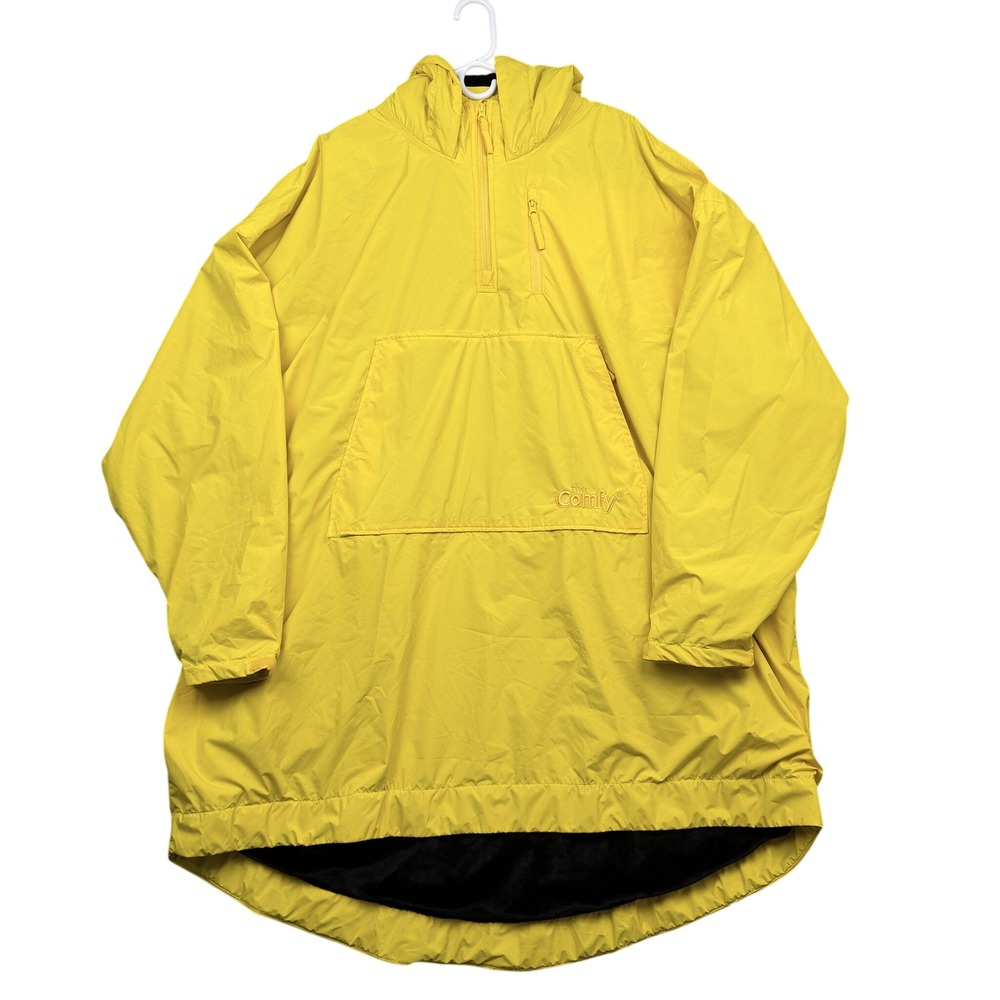 The Comfy Splash Pullover Jacket Unisex OS Yellow Raincoat Hooded Fleece Lined